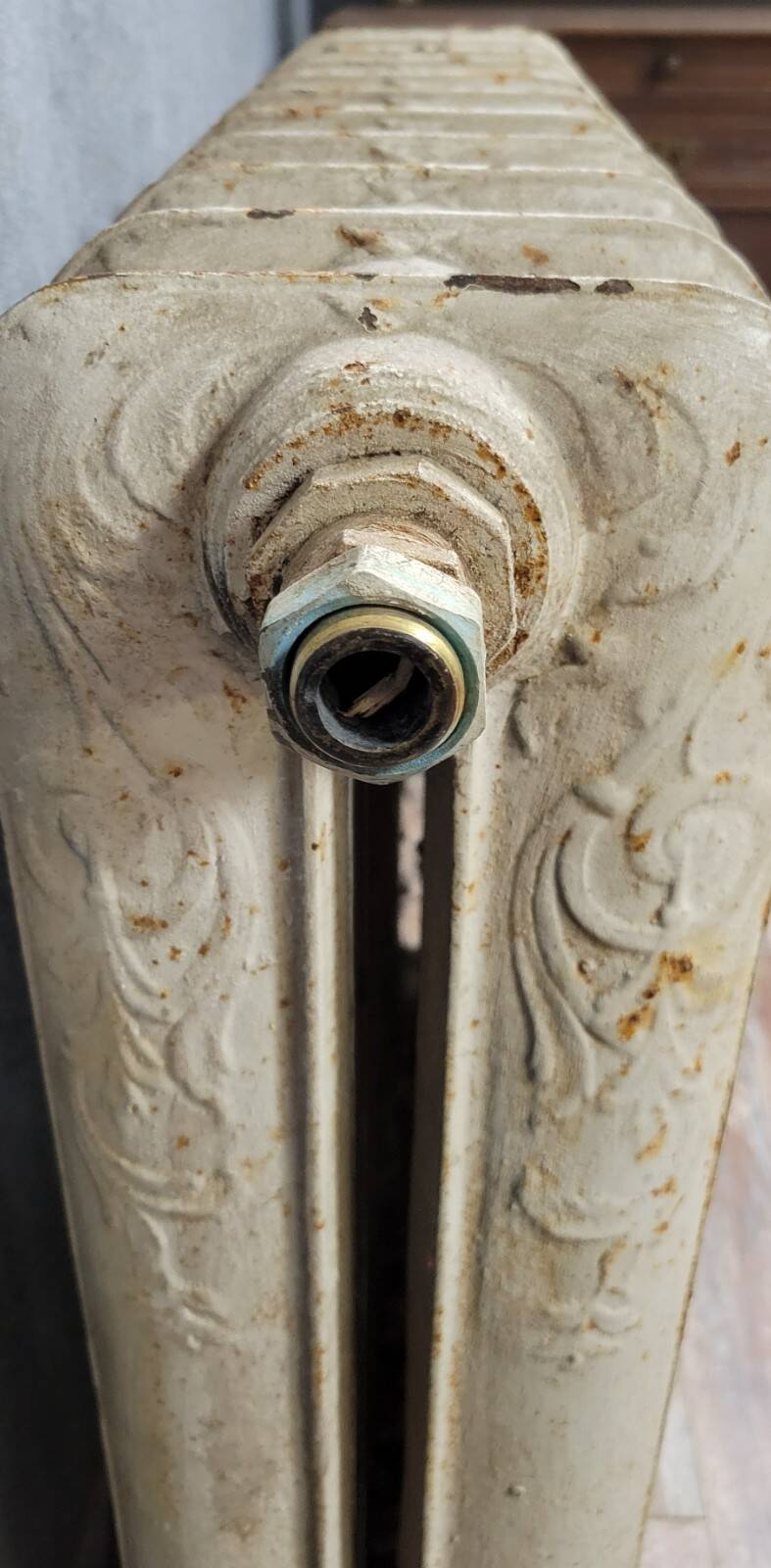 Decorated cast iron floral radiator from the 19th century.
