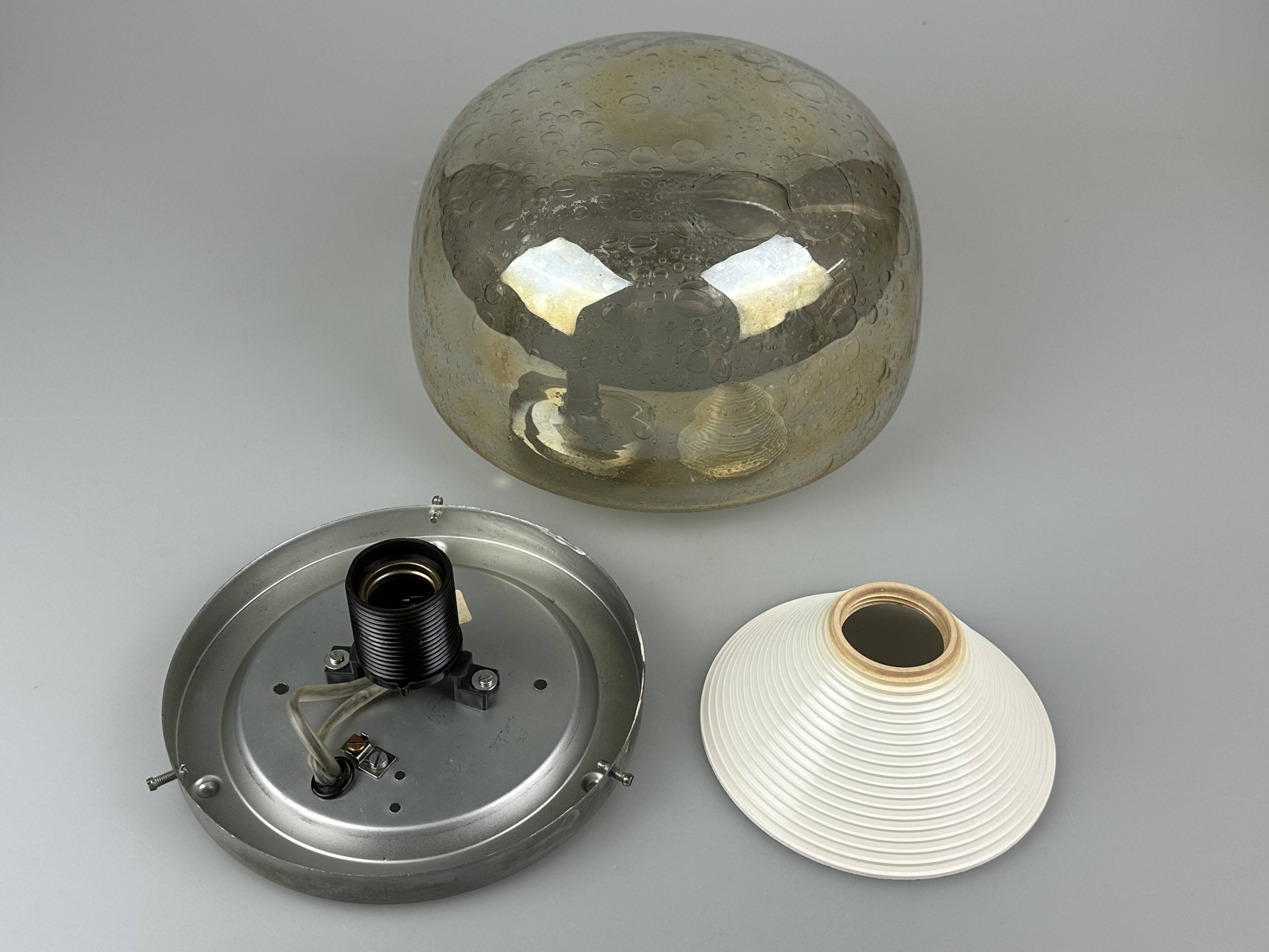 60s 70s ceiling lamp Plafoniere Flush Mount Böhmer Leuchten Germany Glass