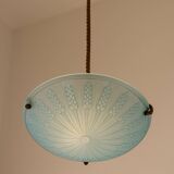 Art Deco pendant light in molded blue glass – 1930s