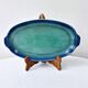 Plat creux ovale vintage céramique motif poisson dégradés bleus