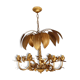 Palm and flower chandelier, matte gold metal
