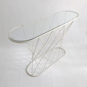 White Twisted Console 1980s  Noguchi Style USA Mid Century Oval