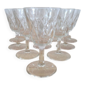 Set of 10 Chiseled Glass Wine Glasses from the 60s