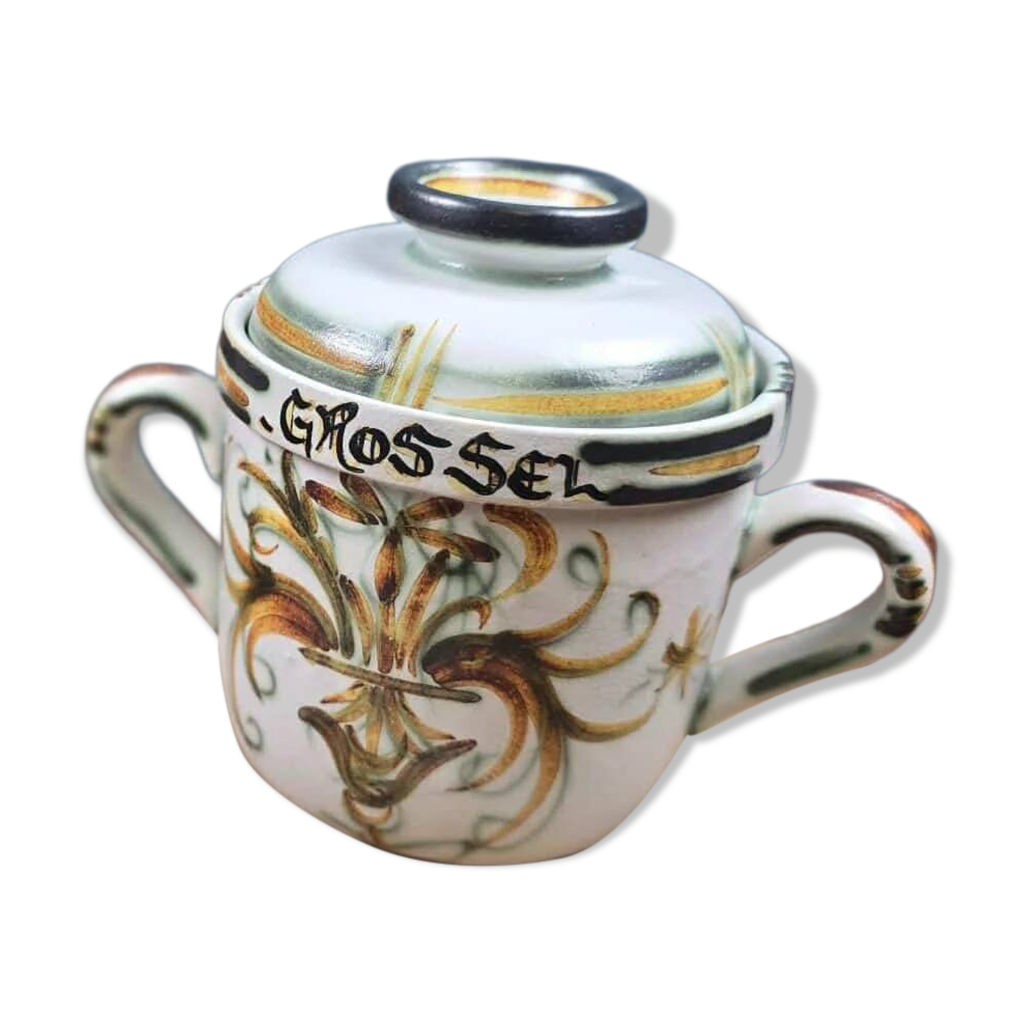 Keraluc Quimper PQ1 large salt pot – vintage Breton ceramics