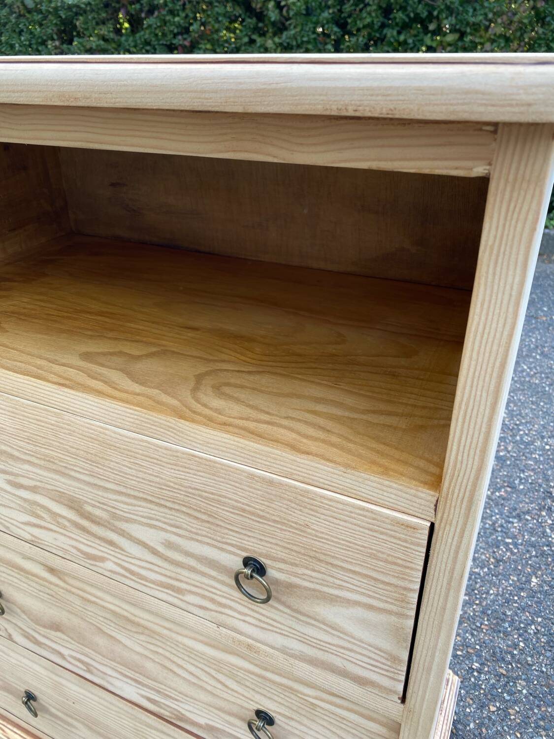 Louis Philippe chest of drawers with 3 drawers renovated in raw solid wood