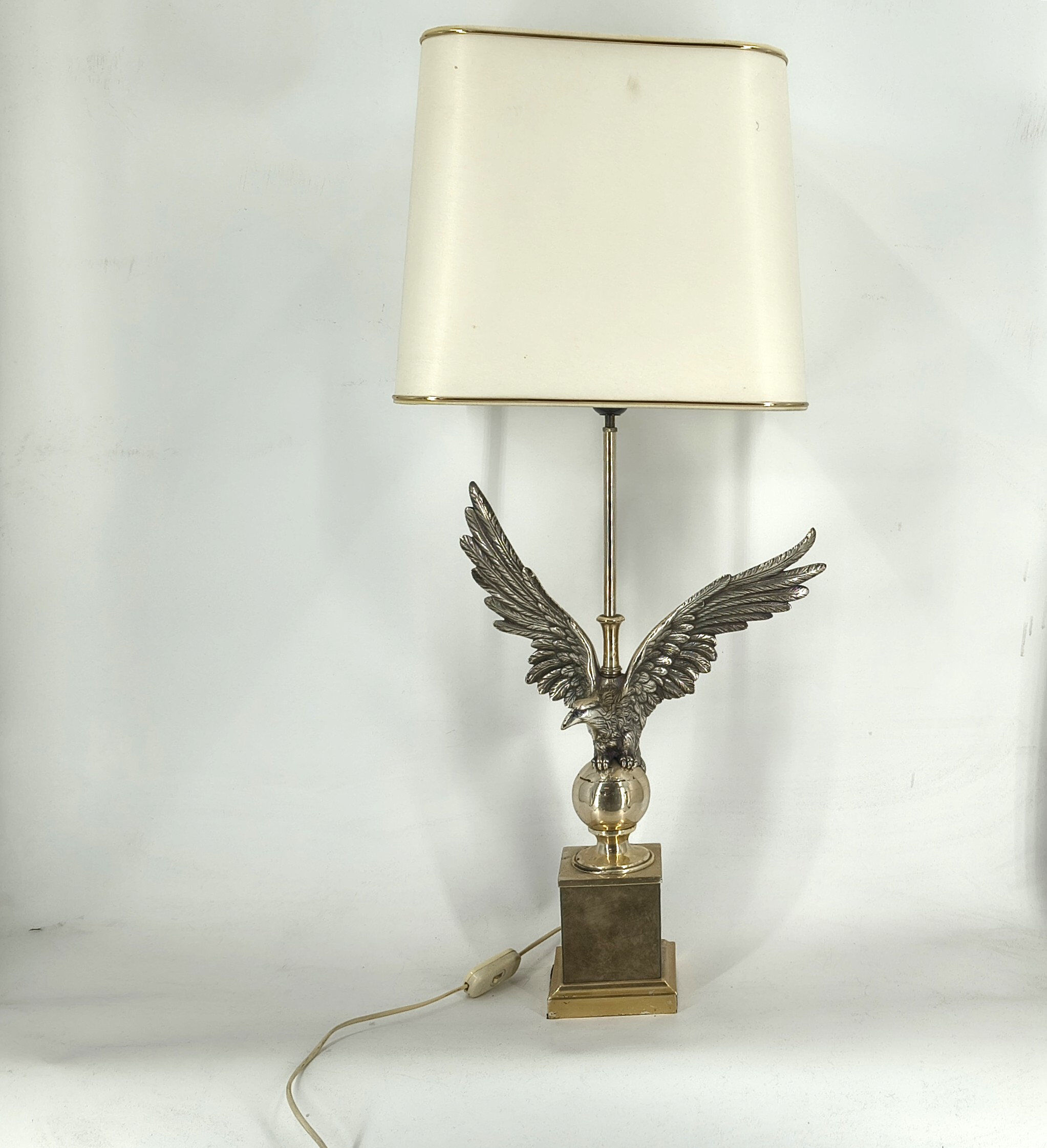 Pair of nickel eagle table lamps by Loevsky and Loevsky, 1970s