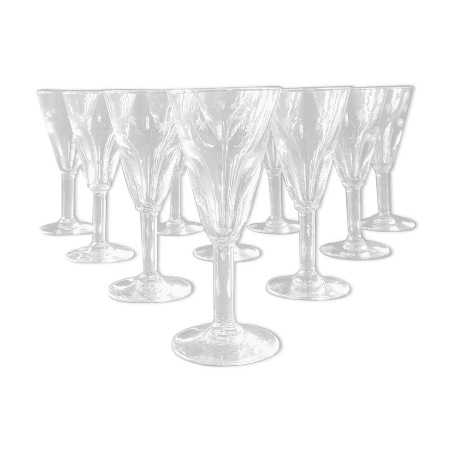 10 old glasses of white wine