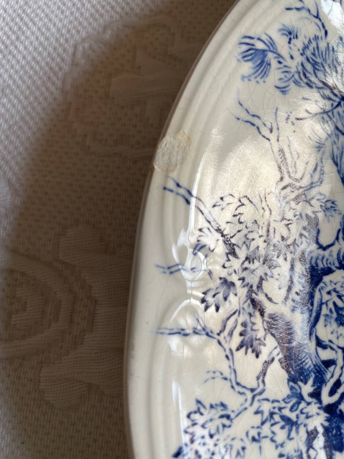 7 flat plates in earthenware by gien ludlow blue hunting decor year 70
