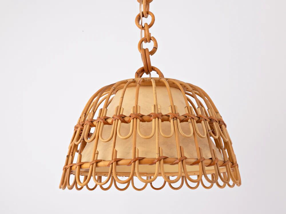 Mid-century Spanish rattan pendant lamp