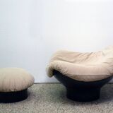 Armchair with pouf 'Rodica' design Mario Brunu for Comfort 1970s