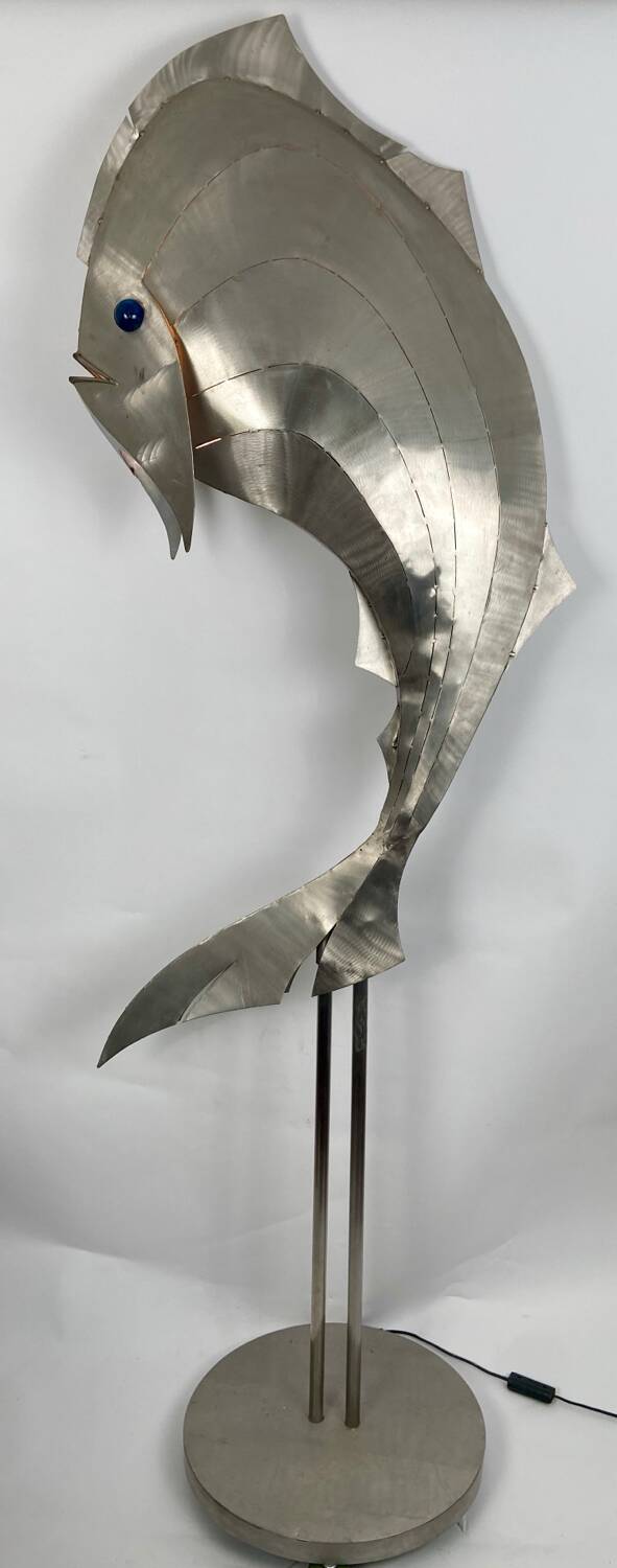 Fish in stainless steel Lighting object from Reinhard Stube