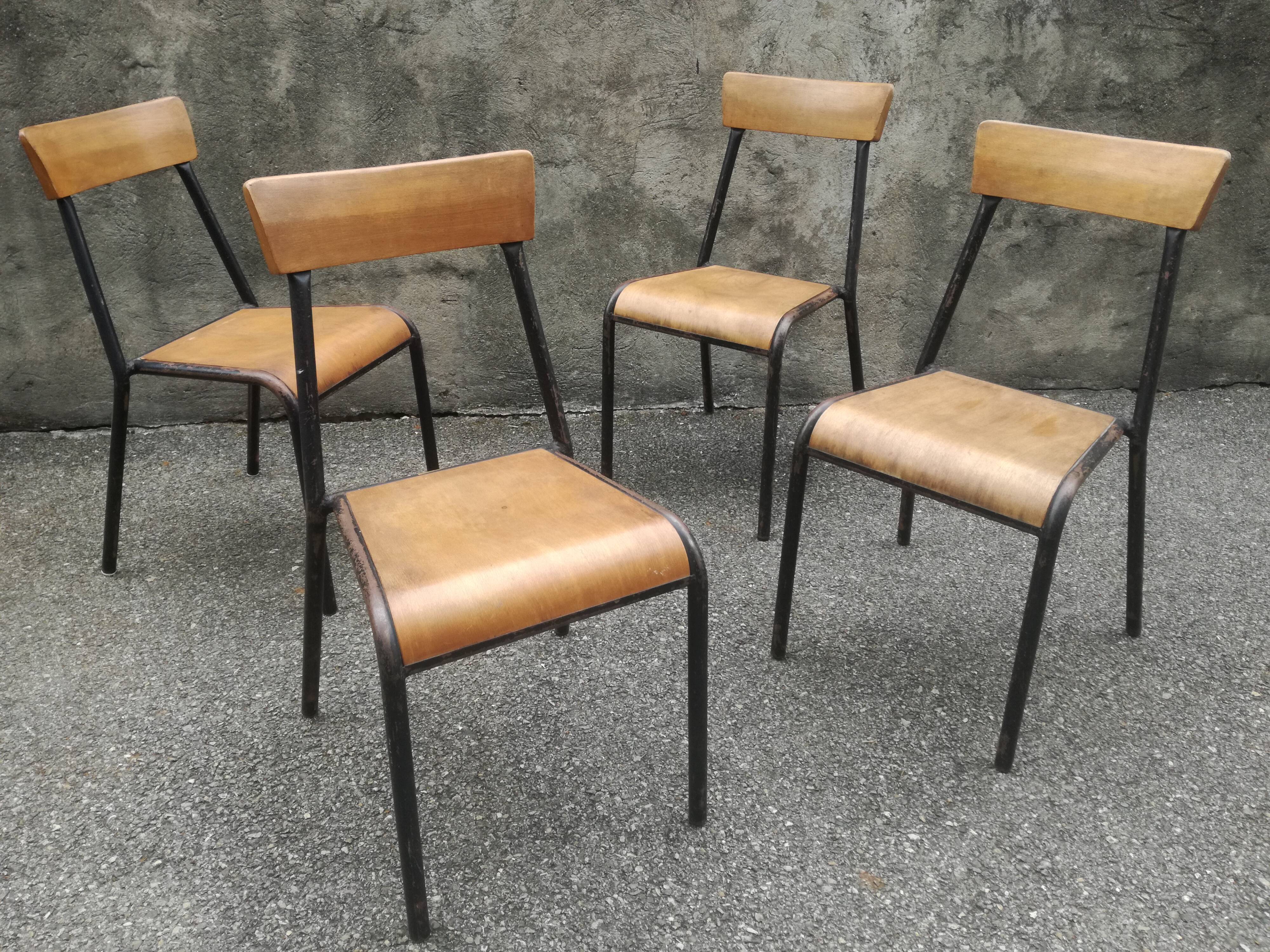 4 vintage Stella school chairs
