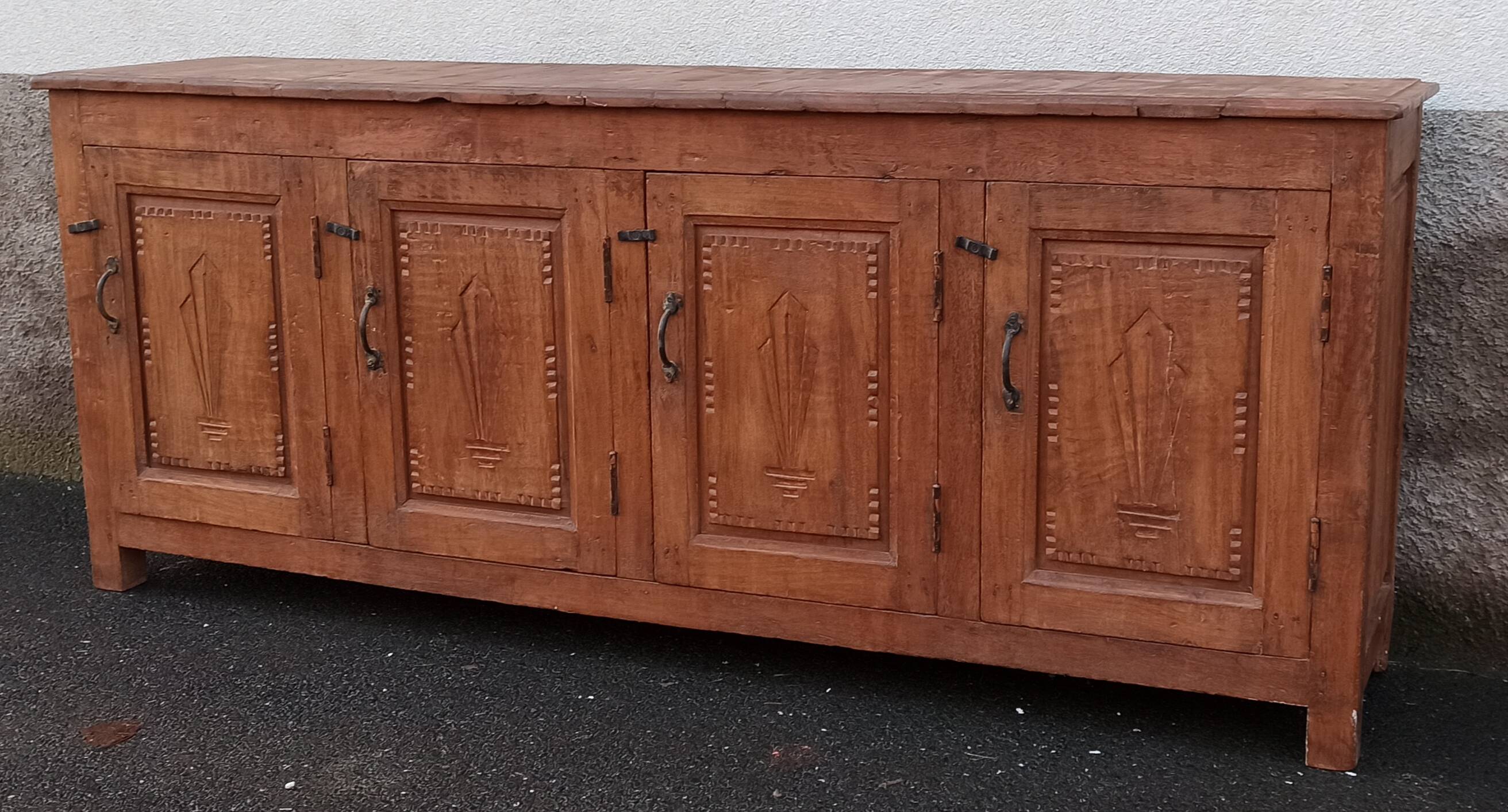 Antique wooden sideboard with 4 doors