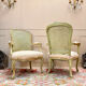 PAIRE DE FAUTEUILS EN BOIS LAQUÉ DE STYLE LOUIS XV XIX EME SIÈCLE  