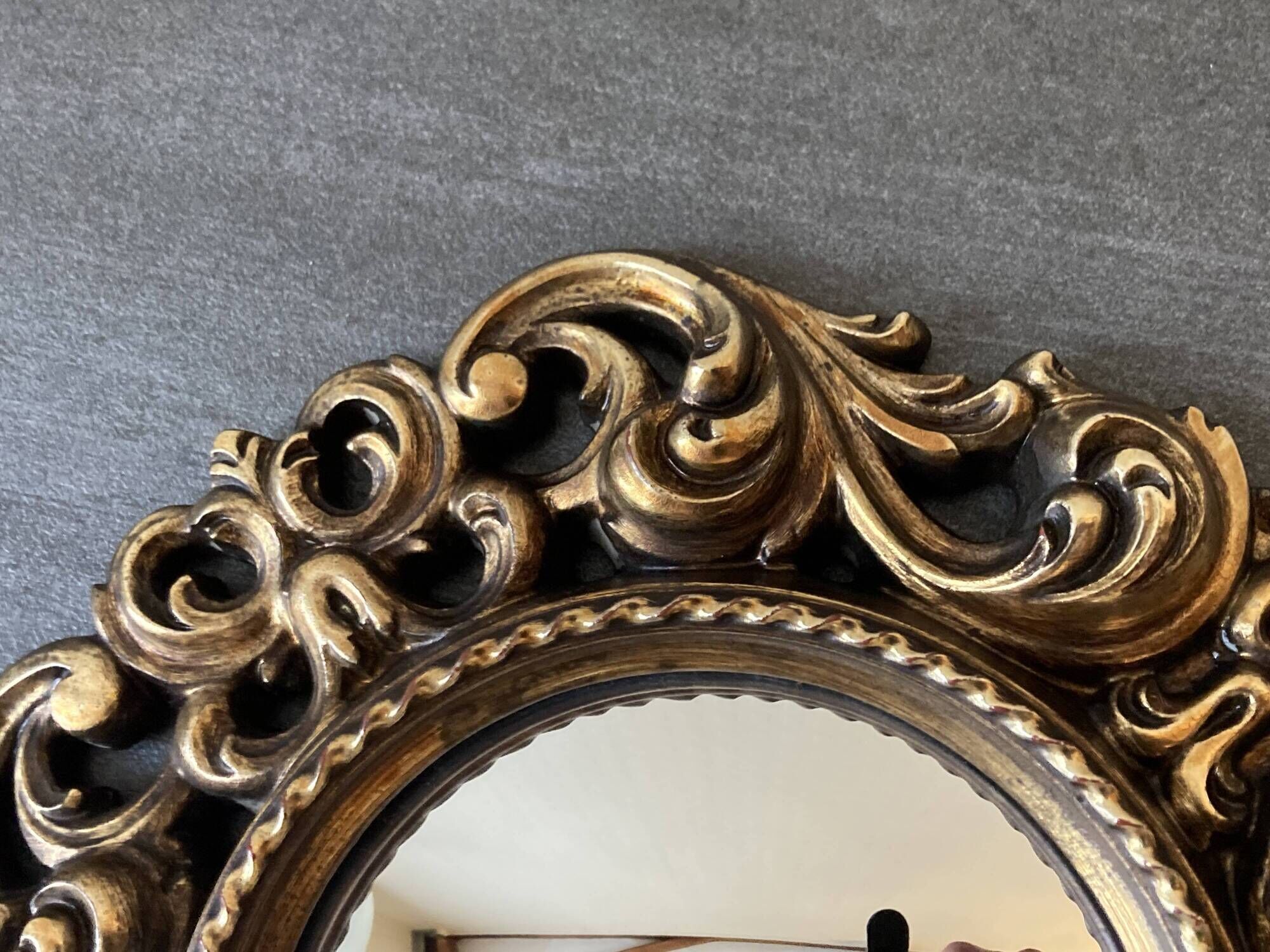 Vintage convex witch mirror – carved gilded wood – 1960s