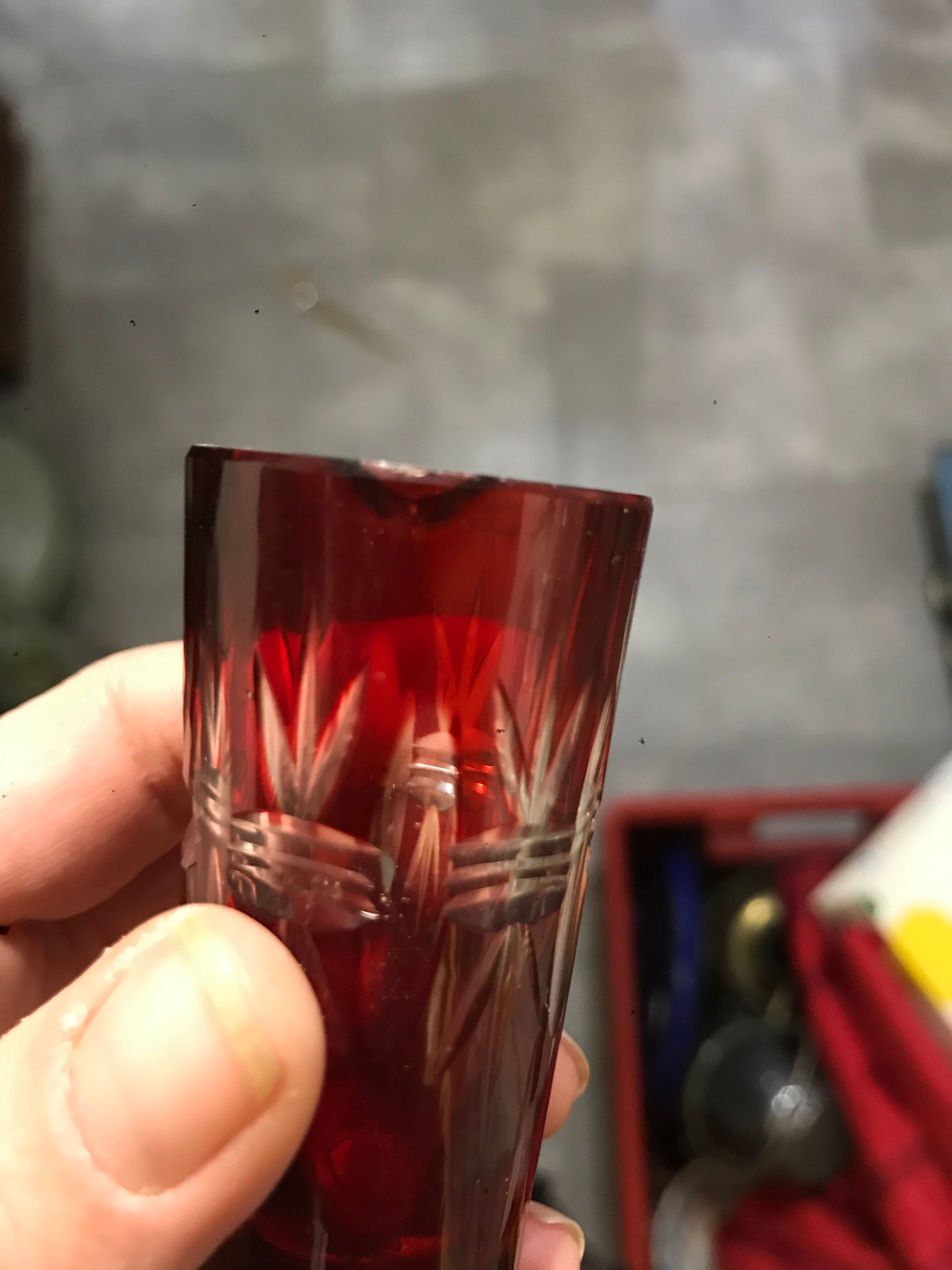 6 bohemian crystal liqueur glasses