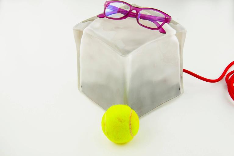 Pair of Scandinavian glass table lamps