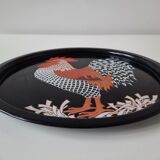 Vintage metal rooster pattern tray, 70' 80'