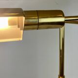 Articulated French library reading floor lamp made in brass, by Boulanger from 1980's. Height adjus