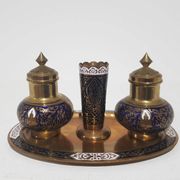 Spice set, navy blue and gold, enamelled brass, Thailand, 1960s