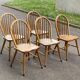 5 chaises anglaises Windsor en bois massif courbé XXème