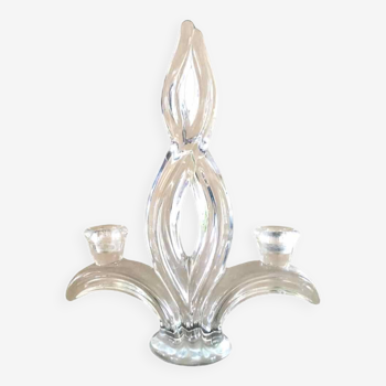 Bougeoir flambeau en verre 1950