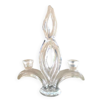 Bougeoir flambeau en verre 1950