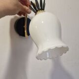 Duo of opaline brass wall lamps black or white finish of your choice