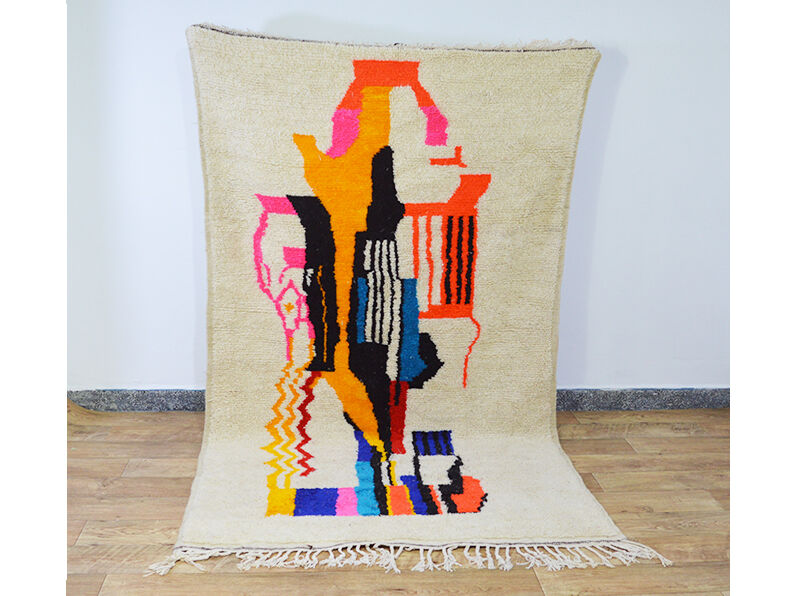 Abstract colored berber carpet 257 x 133 cm