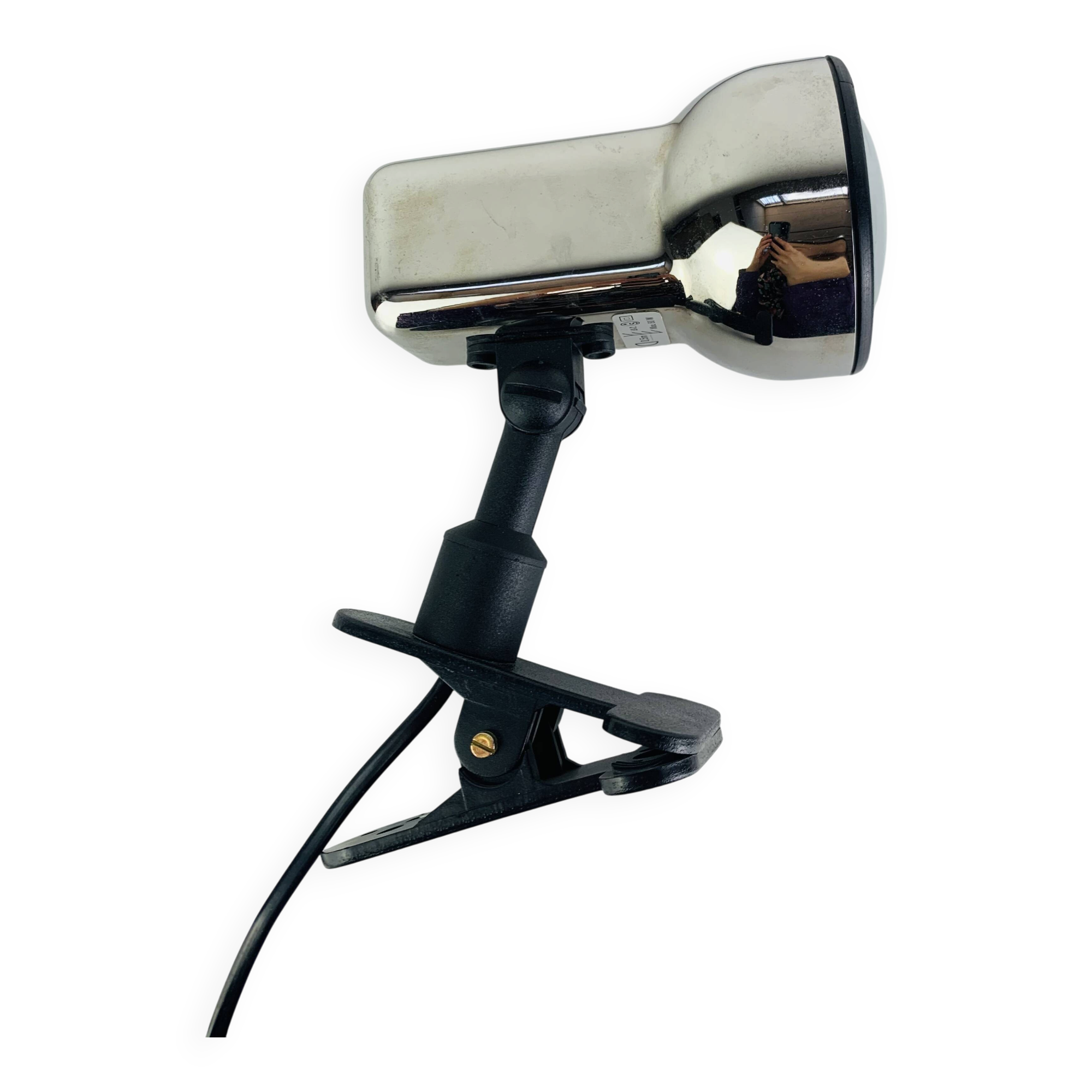 Vintage chrome metal clip-on spotlight