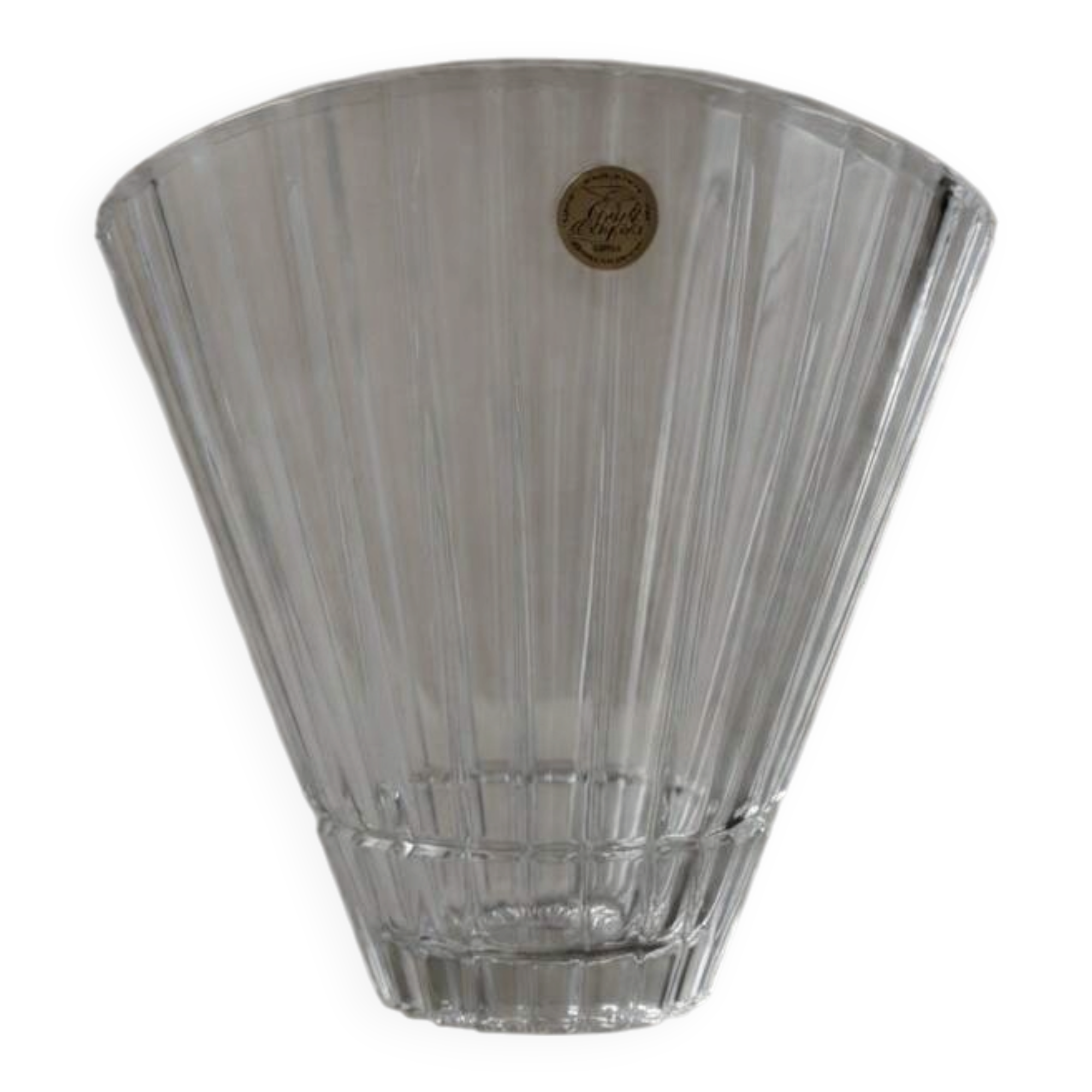 Lead crystal fan vase - Cristal d'Arques, 1980s