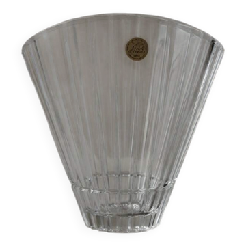 Lead crystal fan vase - Cristal d'Arques, 1980s