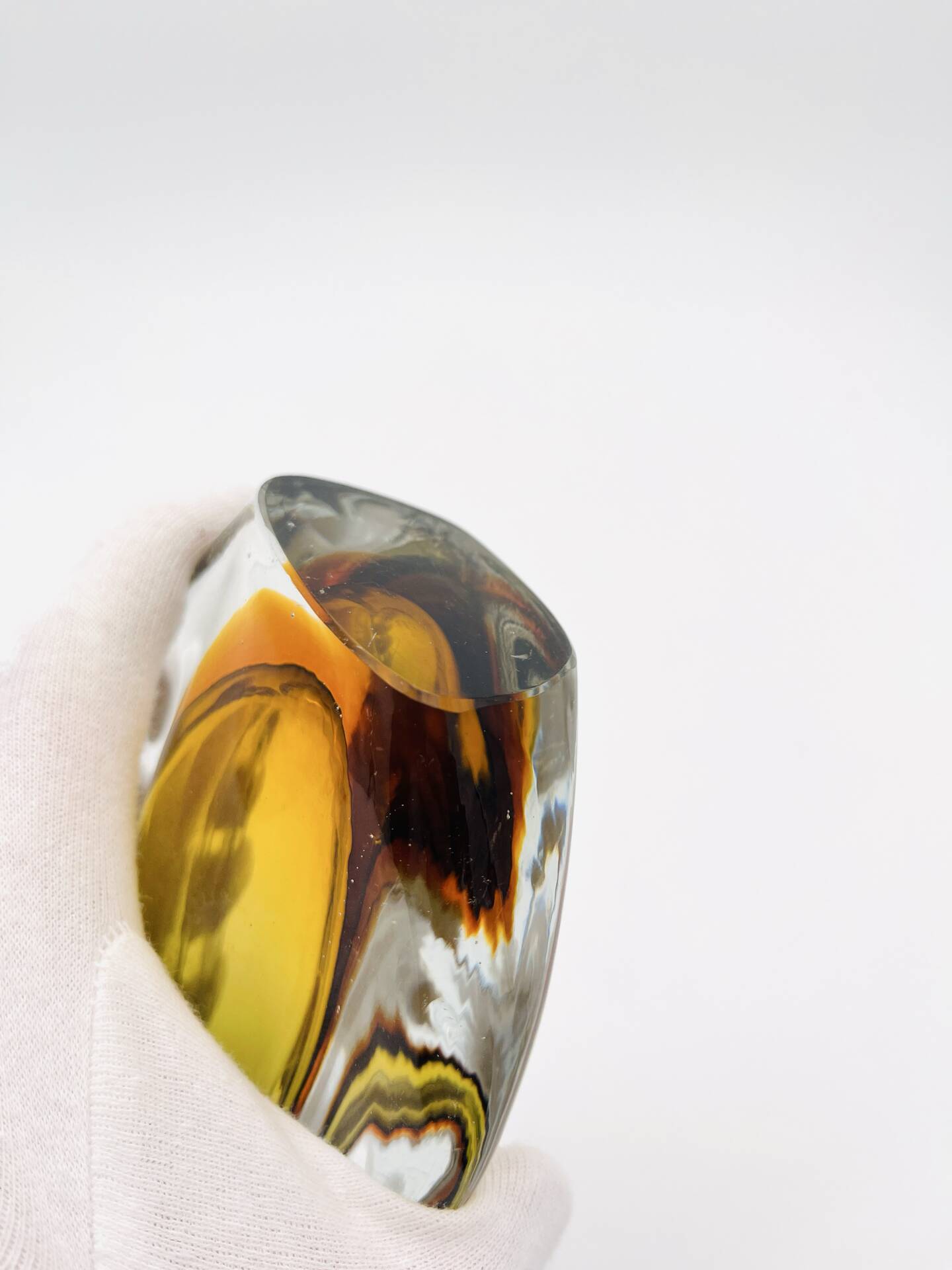 Murano Vase Flavio Poli Seguso Sommerso Green Amber Design 1950s