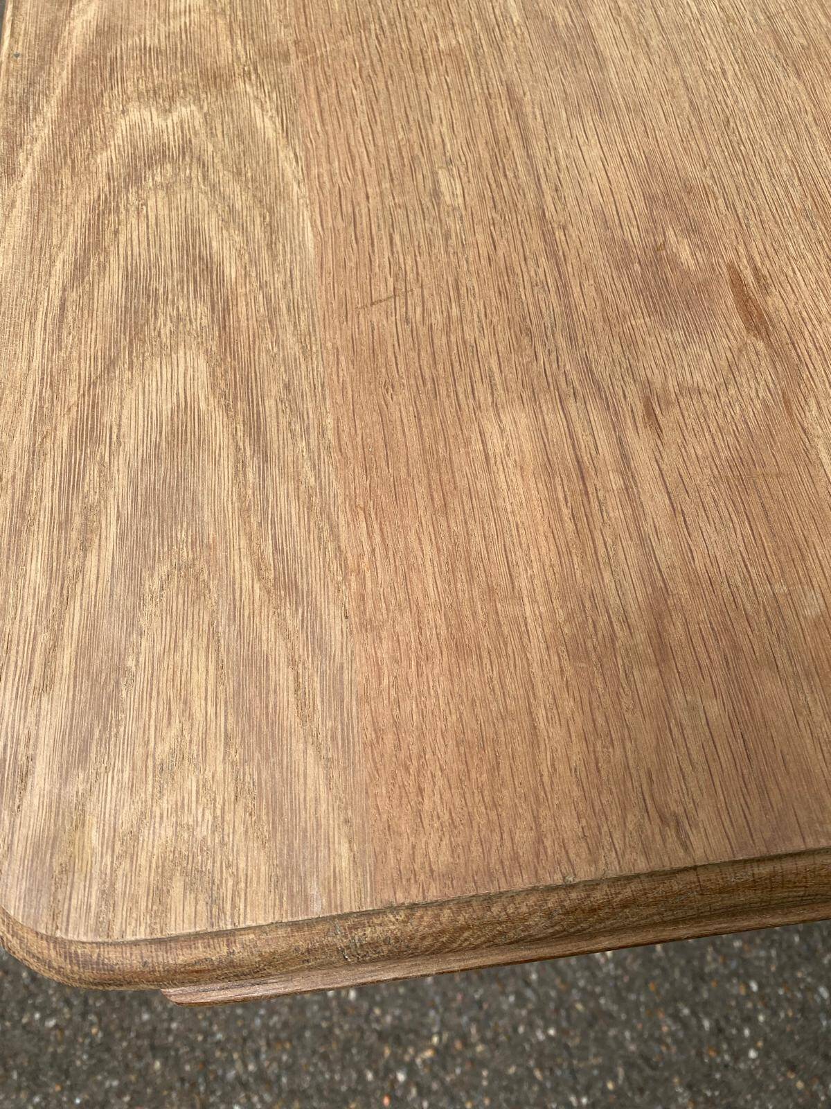 Renovated Art Deco extendable dining table in solid oak and pine from the 1960s.