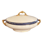 Small Soup Tureen Porcelain Limoges Blue Gold Betoule & Legrand France 1/2