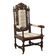 Antique Neo-Renaissance armchair in oak and fabric, 19th-20th century.