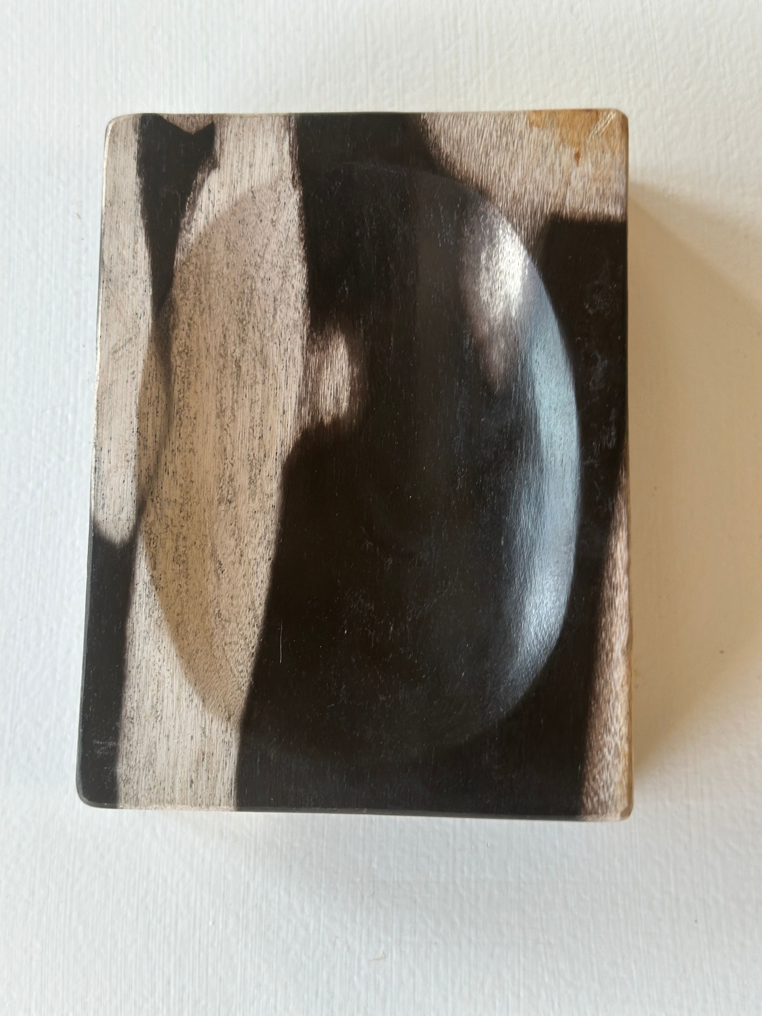 Symmetrical multicolored petrified wood soap dish
