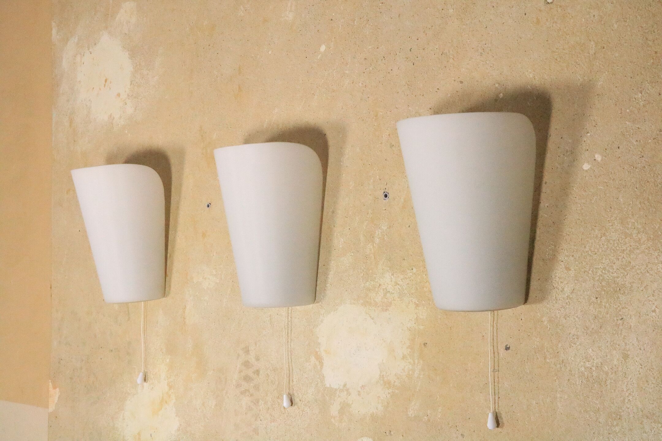 3 wall lamps by Wilhelm Wagenfeld for Peill & Putzler, "Media", 1950s