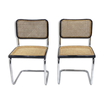 Pair of Chair Cesca B32, black strap, Marcel Breuer
