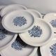 Set of 10 antique Lunéville flat plates – blue floral decoration