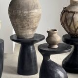 Pawn Black - Stool, side table, end table in solid mango wood.