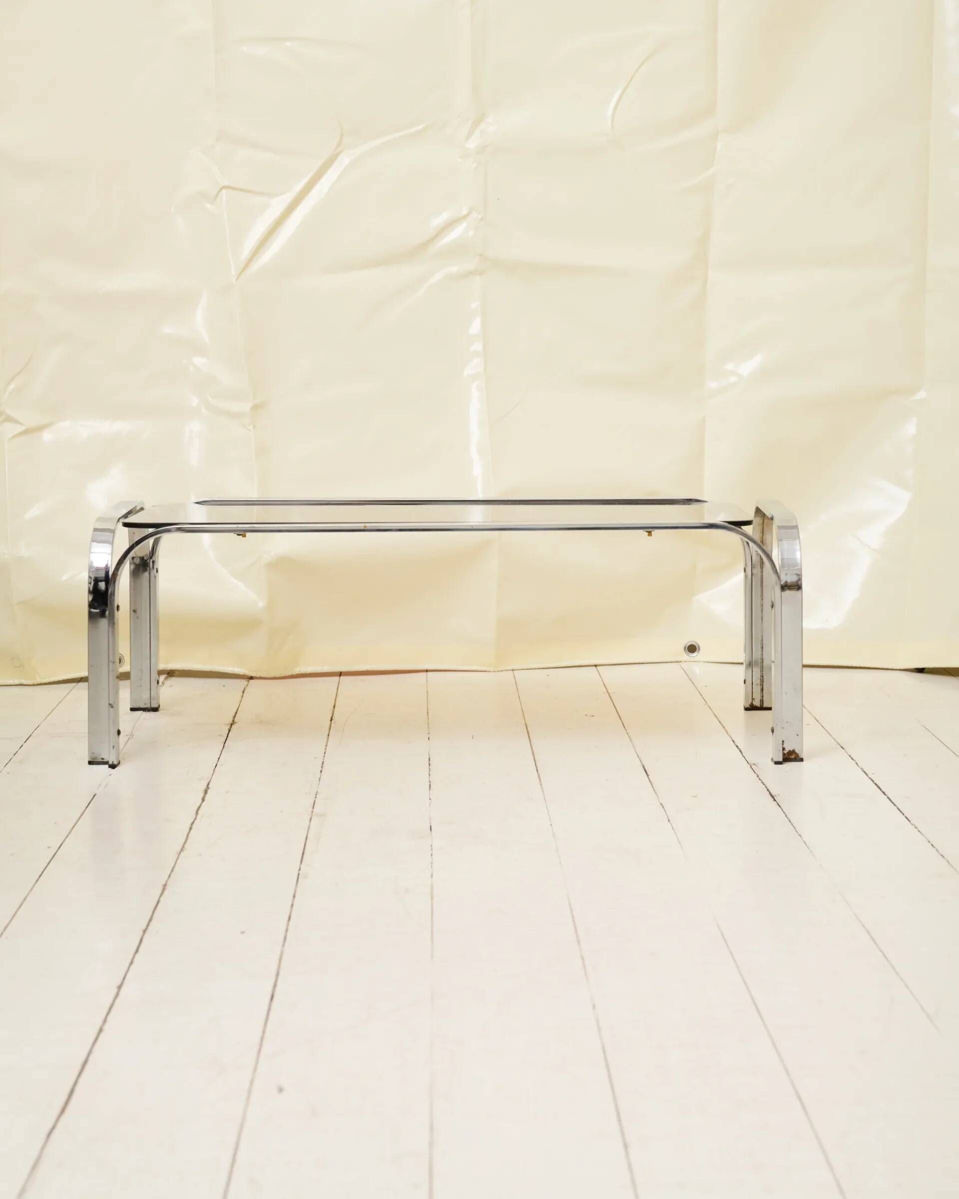 Table basse en chrome et verre fumé "Mozambo", Italie, 1970s