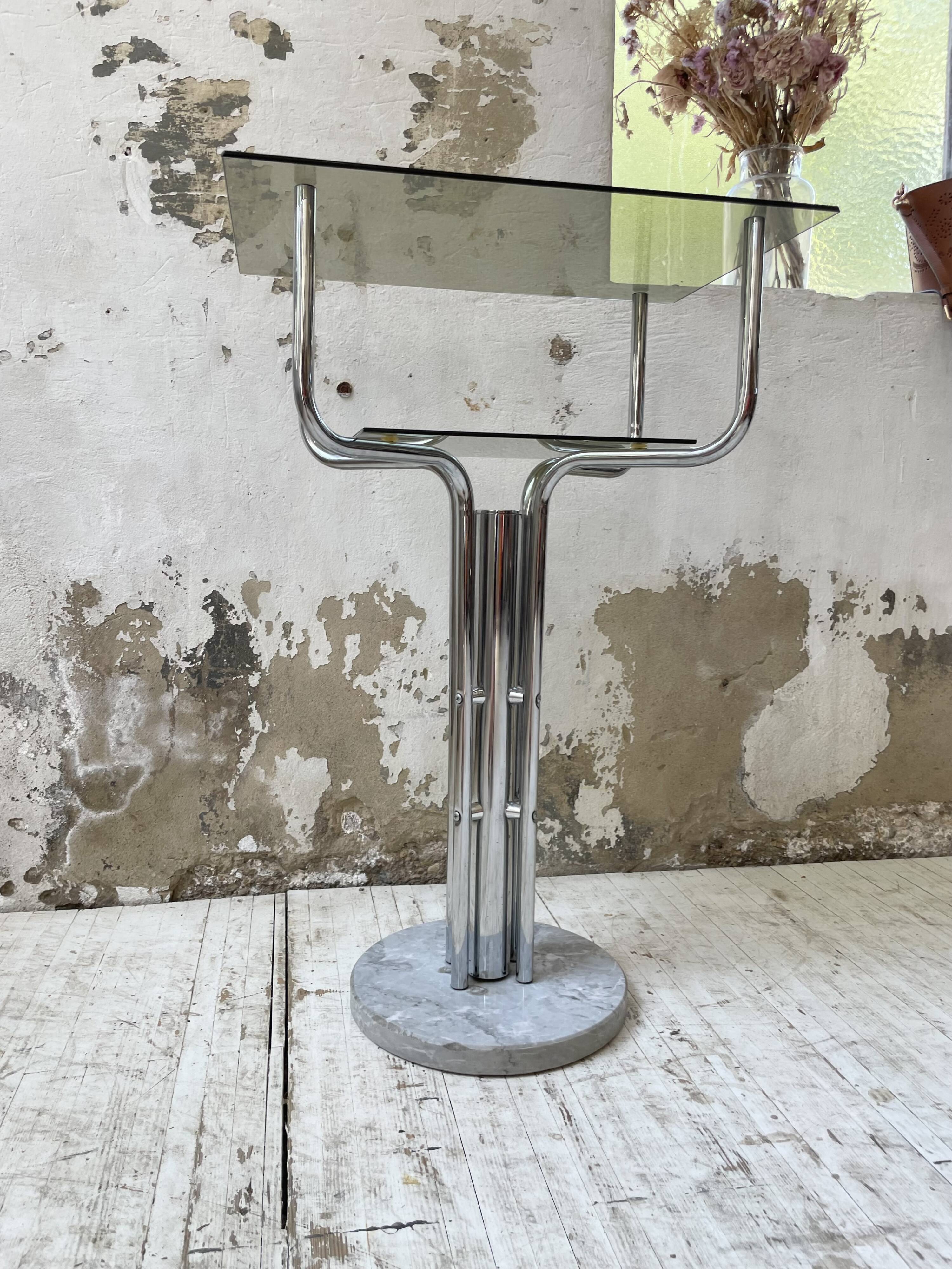 80s glass and marble console