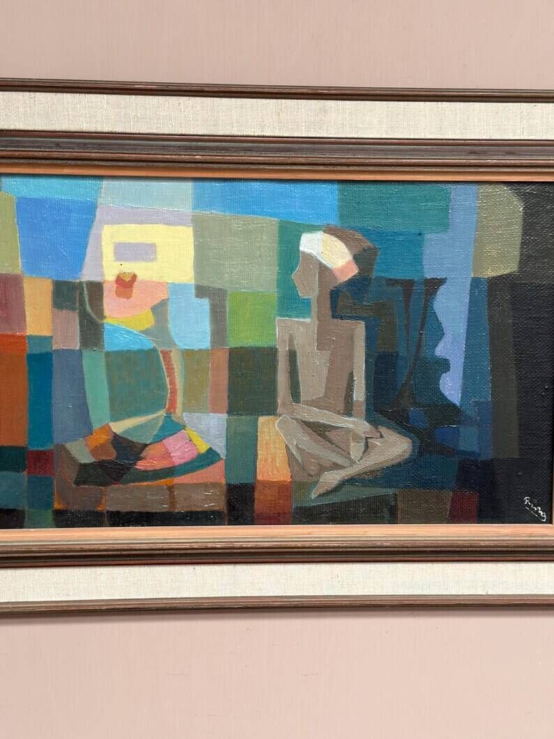 Original Oil on Swedish Panel – "The Snake Charmer" by Ragnar Ring (1908–1999) – Signed – Vintage and Framed – 38 × 60 cm (15" × 23.6")
