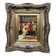 R. de Greef. Tableau de genre « Fille à l'oiseau ».