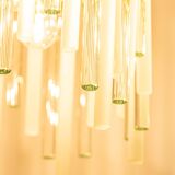 Lustre en laiton doré et baguettes en verre cristallin par C.Palme, Allemagne, années 1970