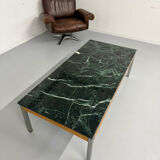 Vintage 1960s Italian design green marble and metal coffee table.