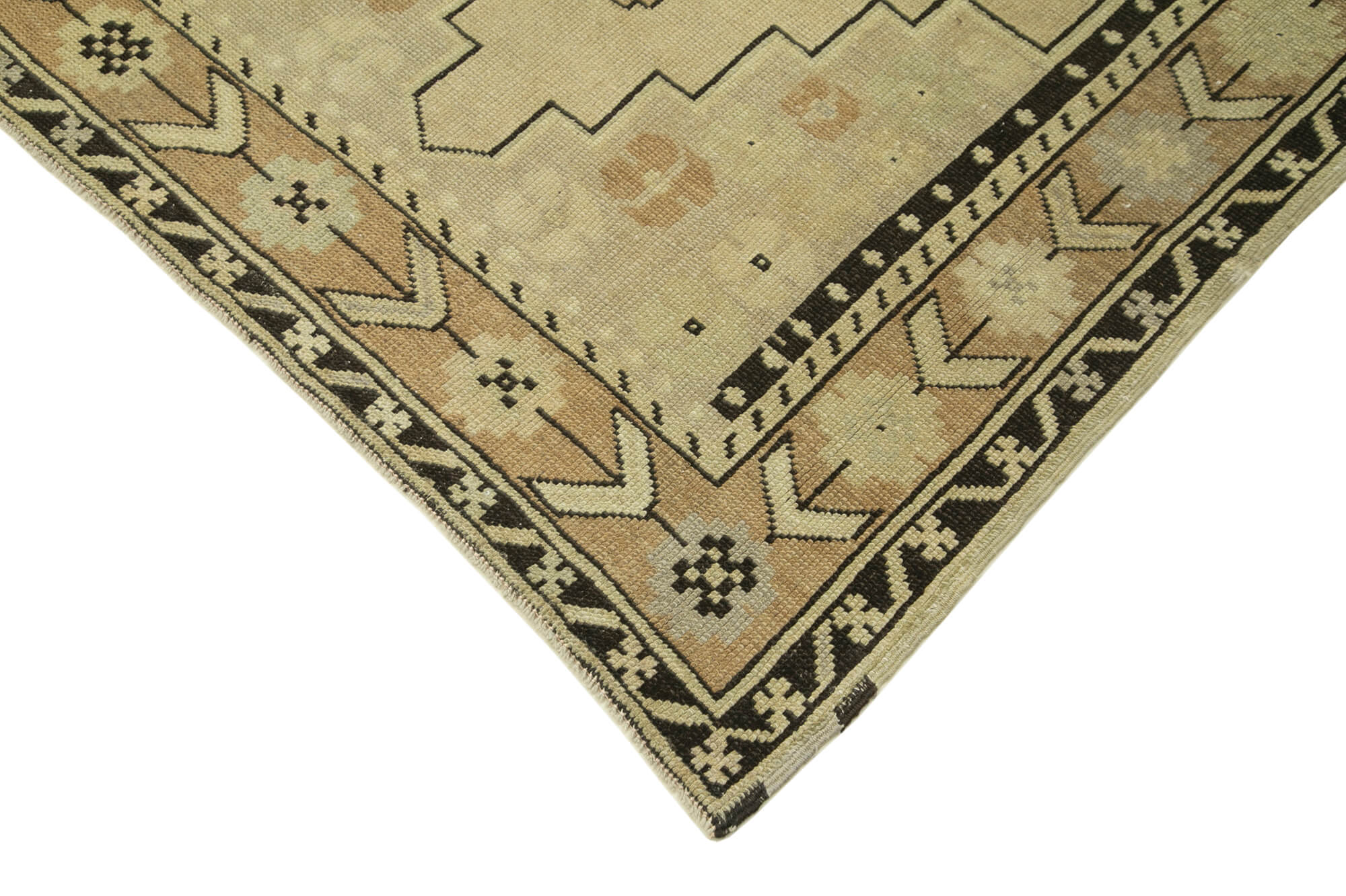 1960s handmade vintage oriental beige carpet 114 cm x 226 cm