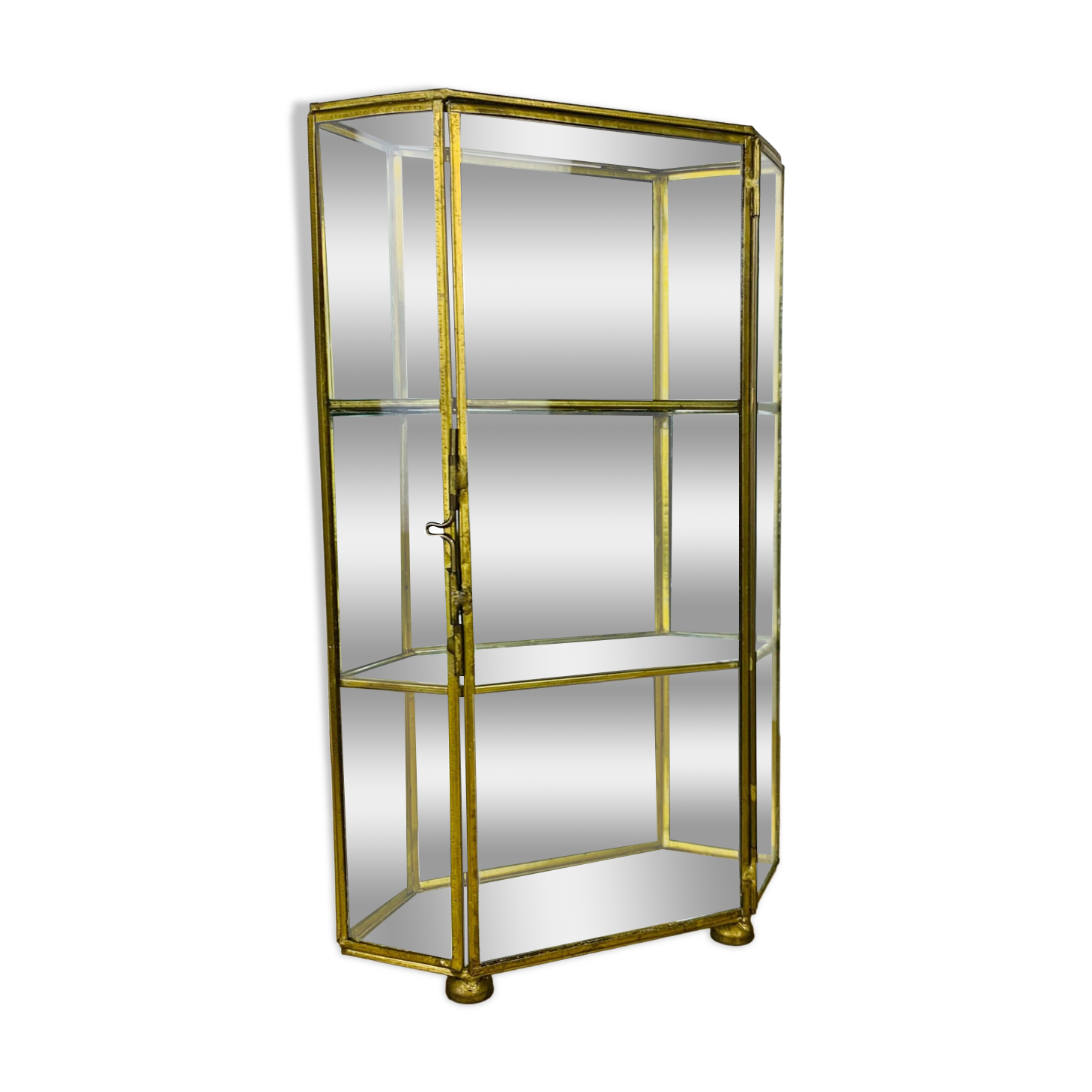 Miniature display case brass and glass, shelf