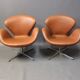 Cognac classic leather designed by Arne Jacobsen Swan Chair